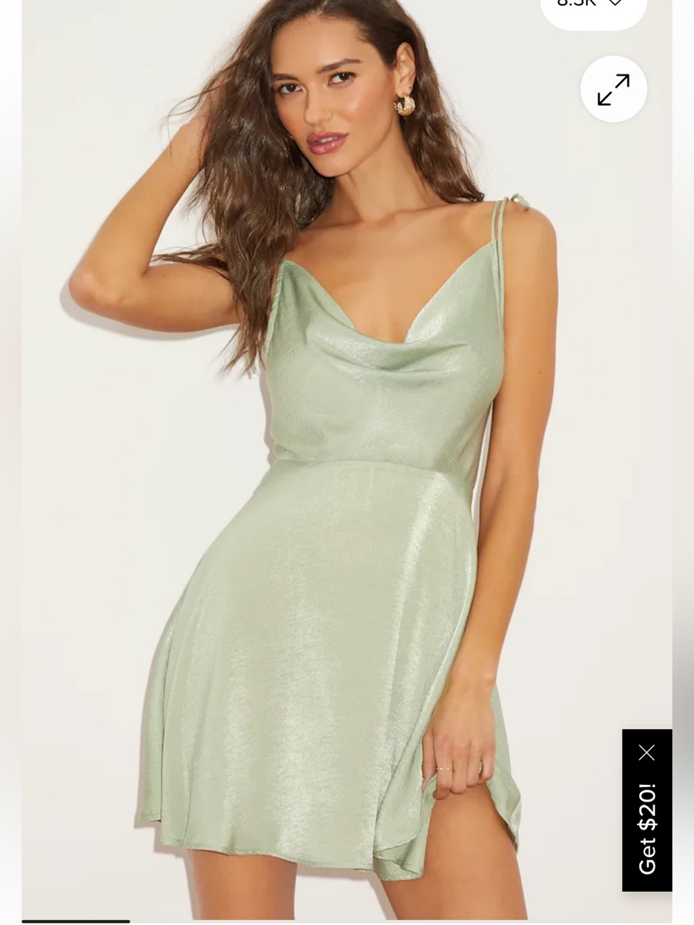 Lulus Party with Prosecco Sage Green Satin Tie-Back Mini Dress.